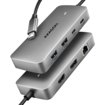 AXAGON USB-C 10Gbps DUAL 4K DISPLAY 7in1 hub|HMC-CUB83X2