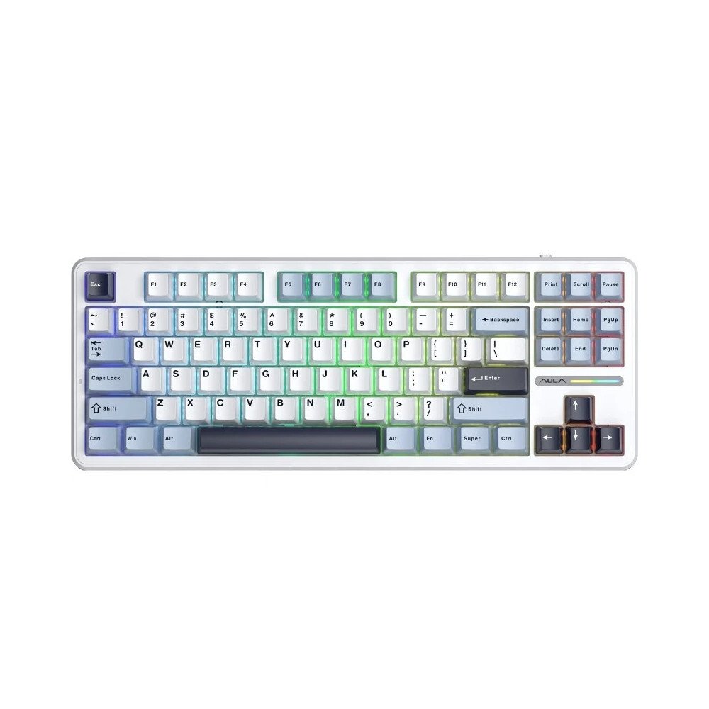 Klaviatūra Aula F87 (Glacier Blue) - Gray Wood V3 Switches