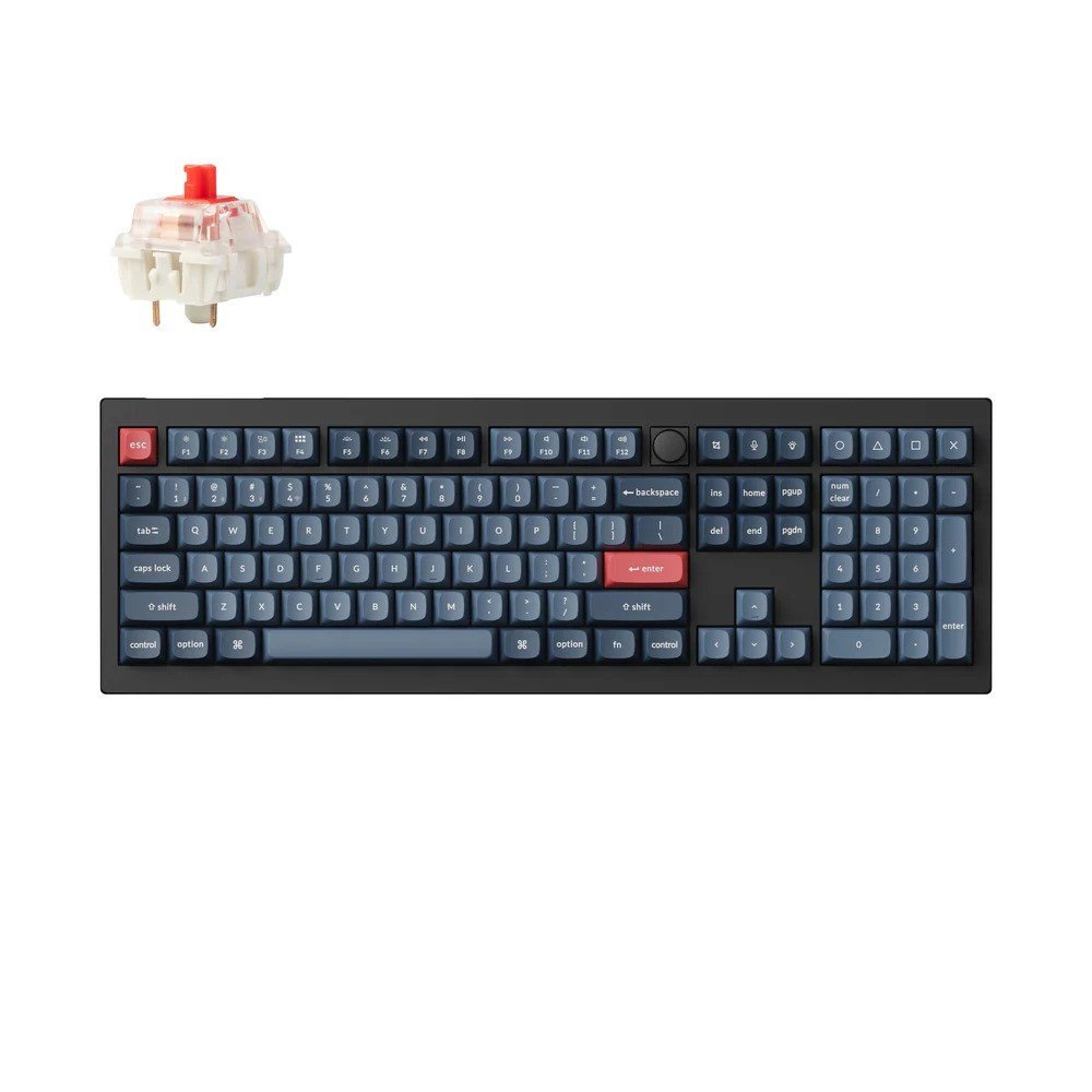 Keychron V6 Max QMK/VIA Wireless RGB - US Layout - Hot-Swappable Gateron Jupiter Red Switches (V6M-D1) Belaidė Žaidimų