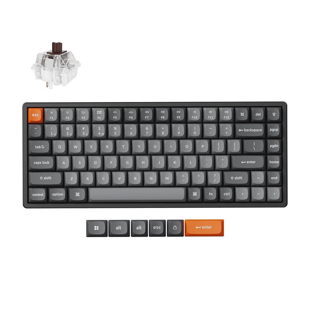 Keychron K2 Max QMK/VIA Wireless RGB - US Layout - Hot-Swappable Super Brown (K2M-J3) Belaidė Žaidimų Klaviatūra