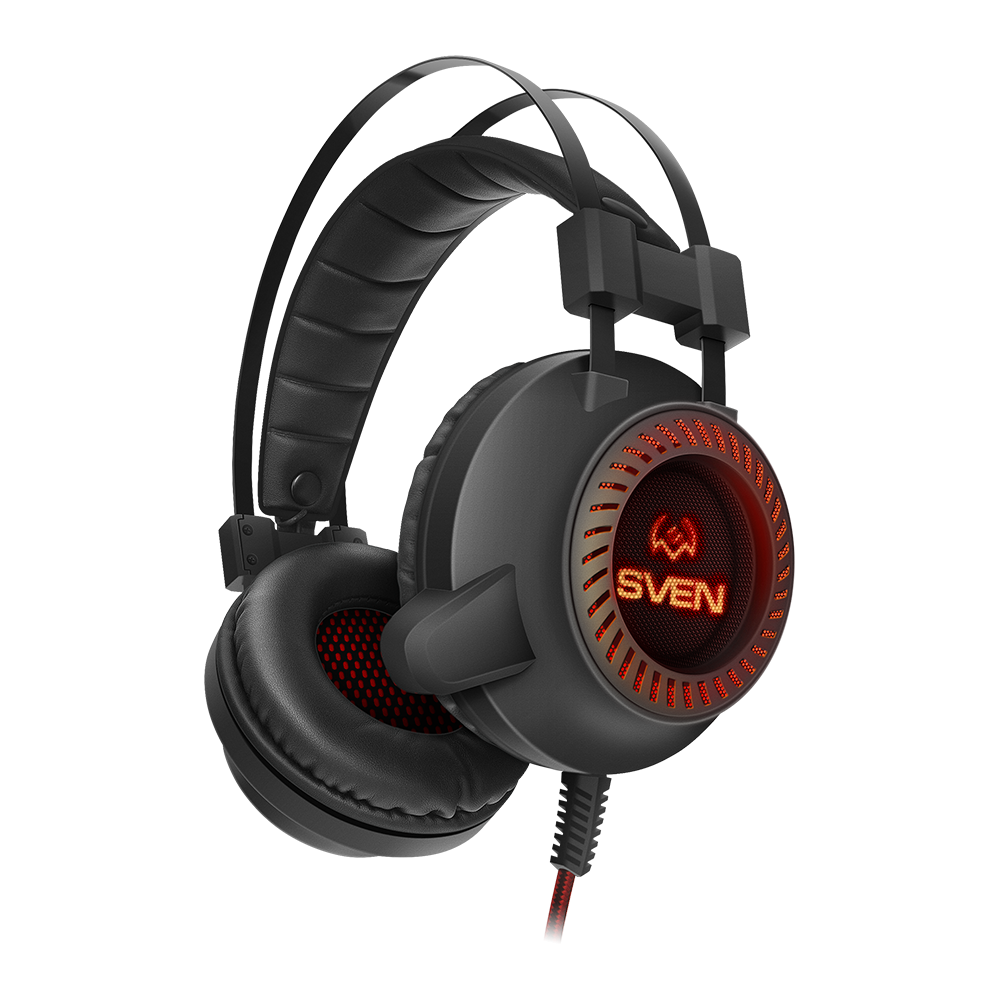 Headphones with microphone AP-U840MV, black (USB, LED)