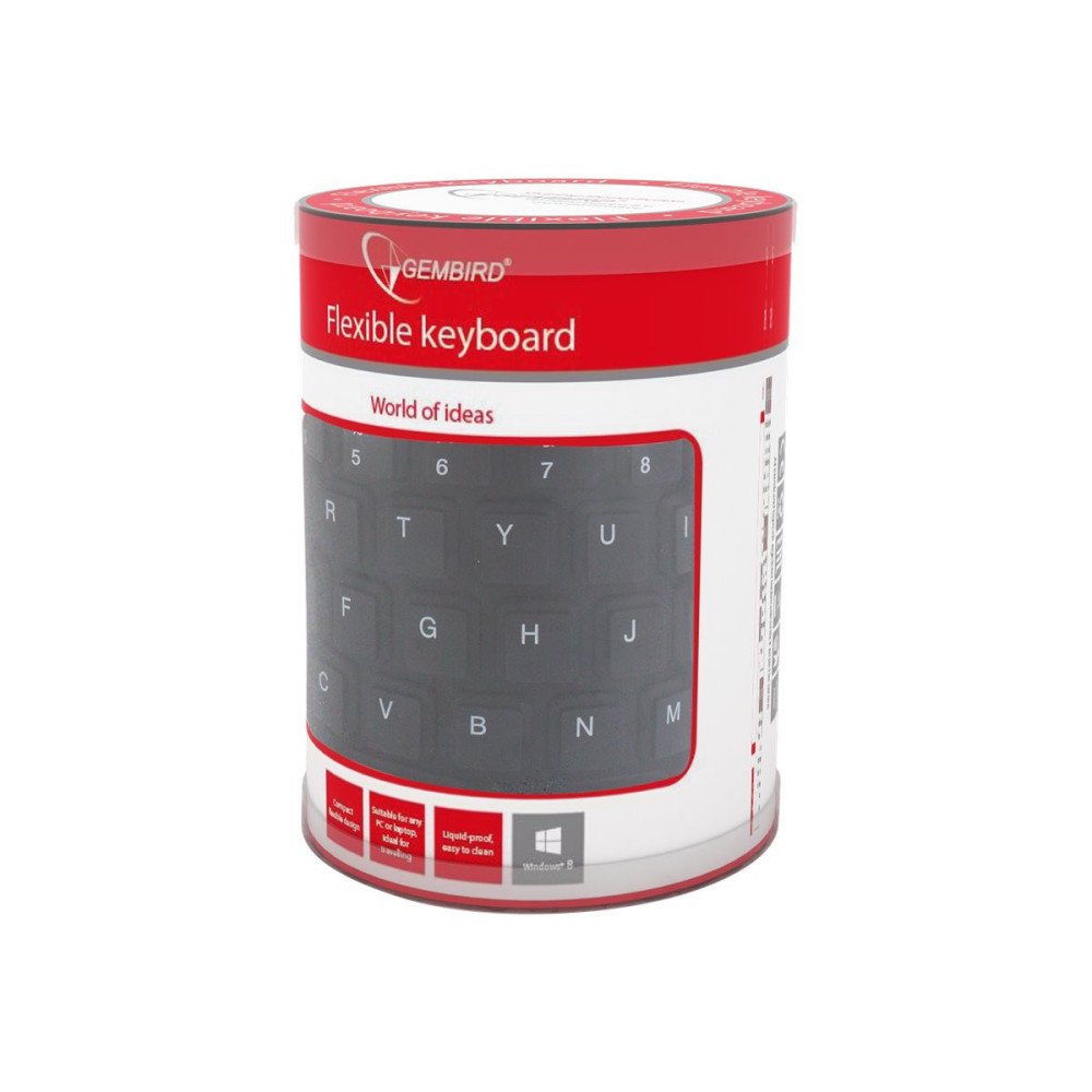 KEYBOARD FLEXIBLE USB ENG/BLACK KB-109F-B GEMBIRD