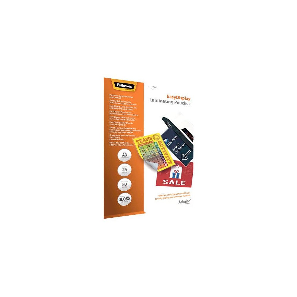 LAMINATOR POUCH ADHESIVE/A3 80 25PCS 5601803 FELLOWES