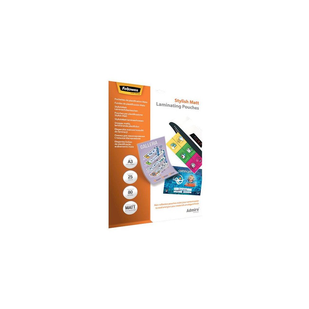 LAMINATOR POUCH STYLISH MATT/A3 80 25PCS 5602201 FELLOWES