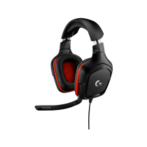 LOGITECH G332 Wired Gaming Headset - LEATHERETTE - BLACK/RED - 3.5 MM