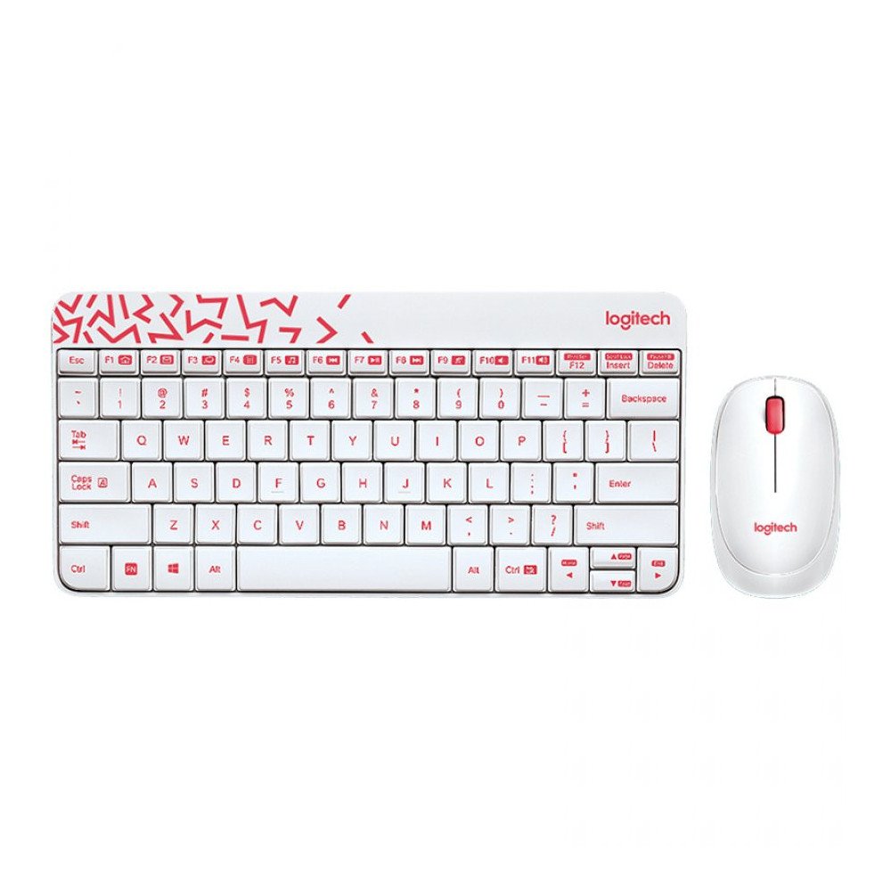 LOGITECH MK240 Nano Wireless Combo - WHITE/VIVID RED - RUS