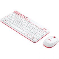 LOGITECH MK240 Nano Wireless Combo - WHITE/VIVID RED - RUS