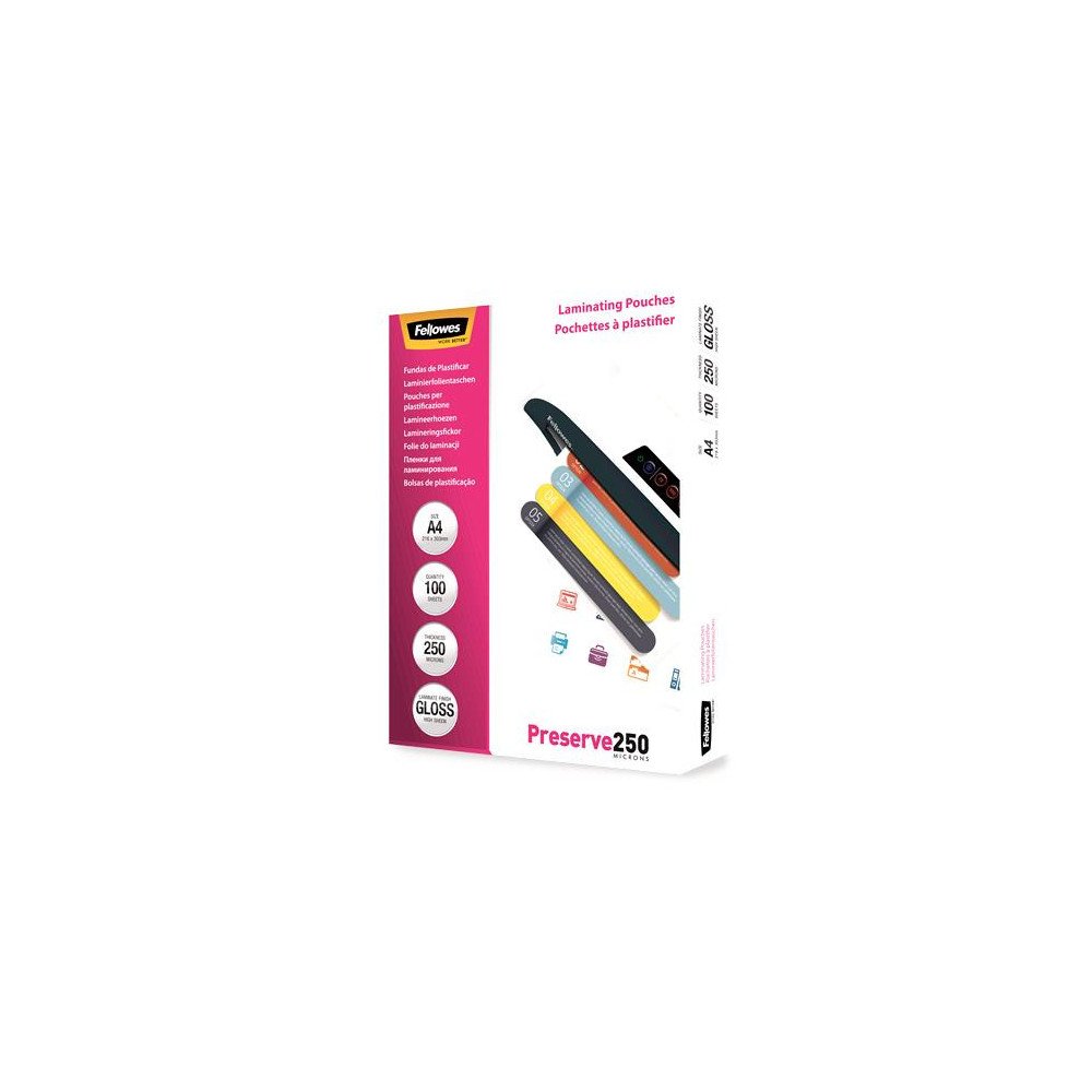 LAMINATOR POUCH GLOSSY/A4 250 100PCS 5401802 FELLOWES