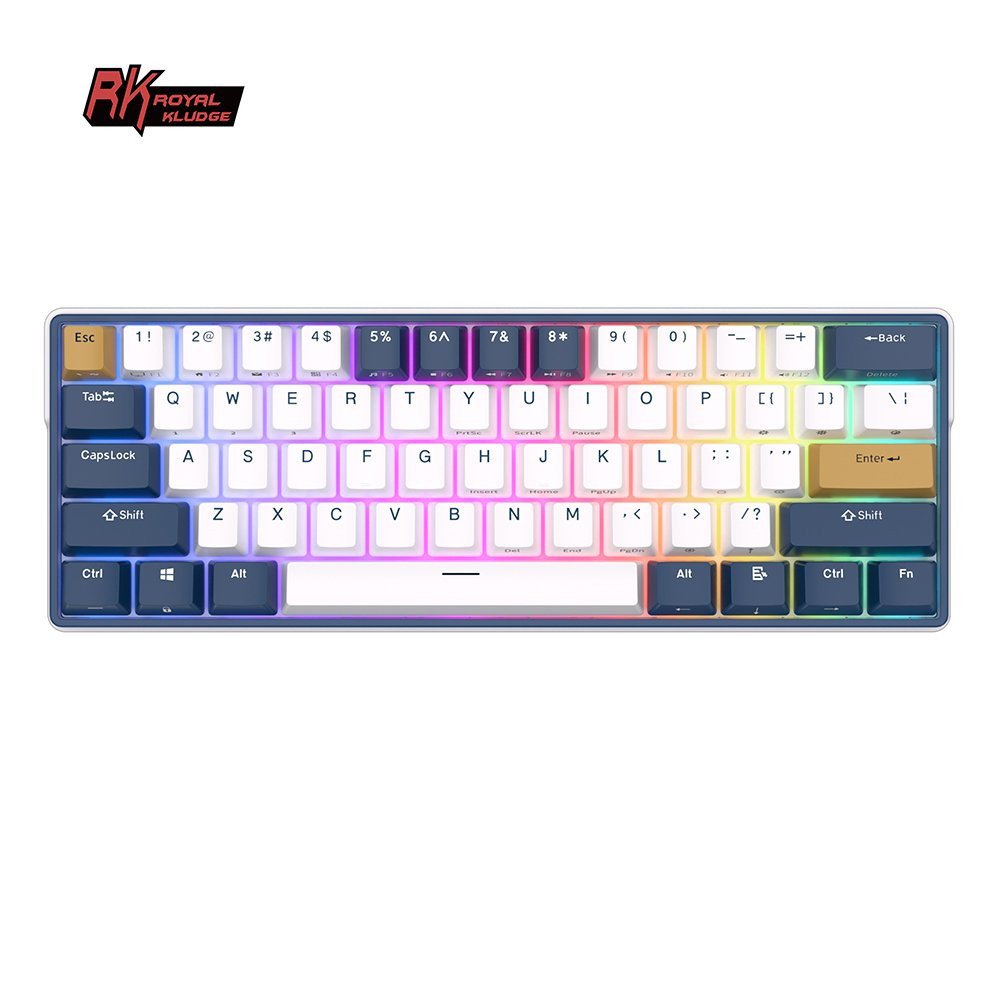 Klaviatūra Royal Kludge RK61 Plus (Mėlyna/Balta) - RK Brown switches