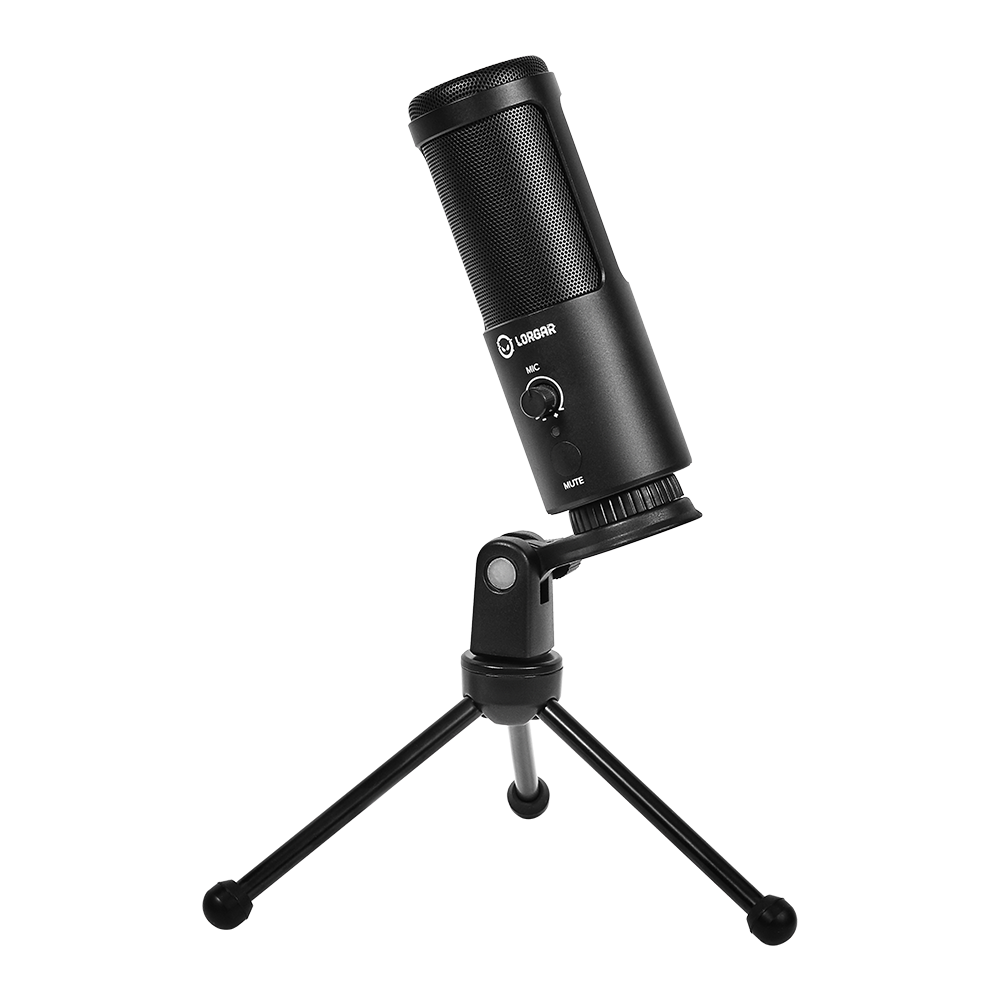 LORGAR Voicer 521, Gaming Microphone, Black, USB condenser mic with