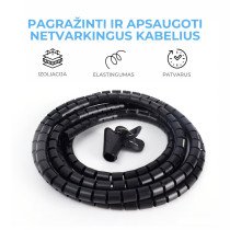 Spiralinis kabelių organizatorius  42mm x 2m, lankstus baltas