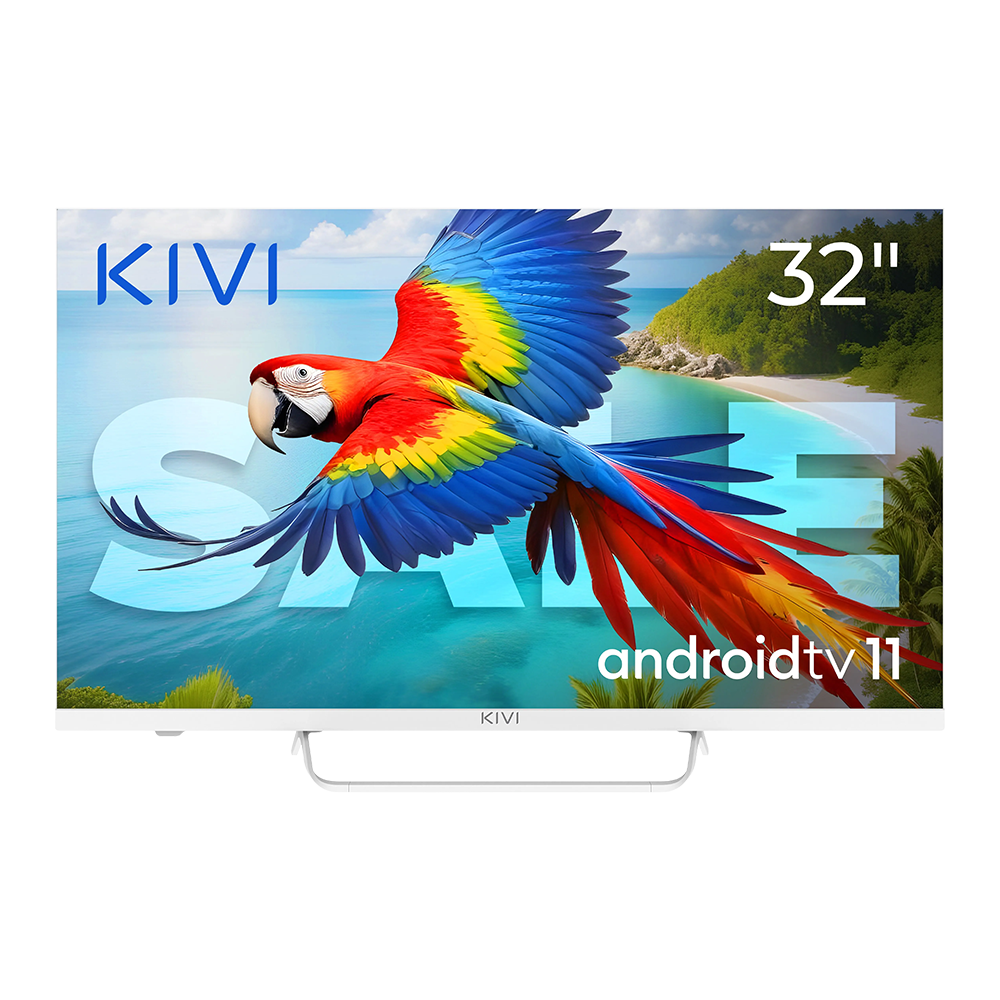 32", White, HD 2k, Android TV 11, Black, 1920x1080, 60 Hz, AV1, Sound