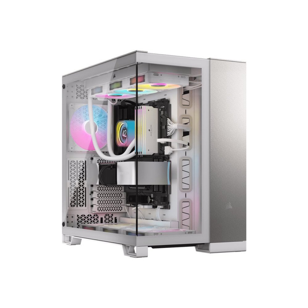 Corsair PC Case|6500X Dual Chamber|White/Satin Gray Aluminum