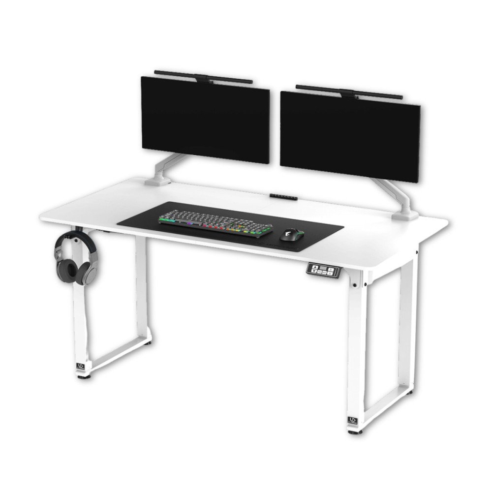 Žaidimų stalas Ultradesk UPLIFT Pilnai Baltas, 160 x 75 cm, reguliuojamas aukštis 74–116 cm