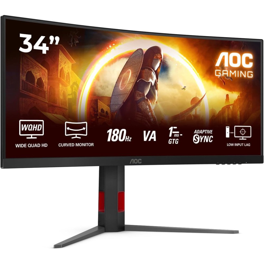 AOC CU34G4|34 "|Fast VA|UWQHD|21:9|180 Hz|1 ms|3440 x 1440 pixels|300