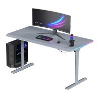 Žaidimų stalas Ultradesk QUEST Pilkas, 140 x 70 cm, reguliuojamas aukštis  (72–120 cm)